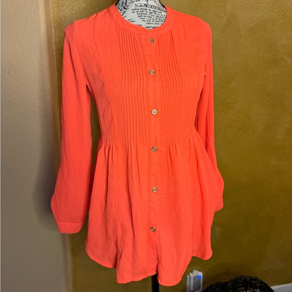GB Girl Vibrant Orange Long Sleeve Tunic – Size Large 🧡✨